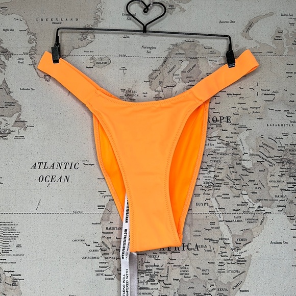 House of CB 'Flora" Orange Halter Bikini Bottoms NWT - Picture 3 of 7
